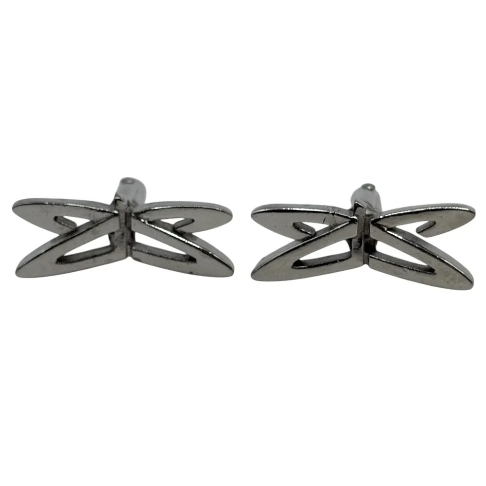 Abstract Orbit Cufflinks Silver Tone Outer Space Open Work Bullet‎ Back Cosmic